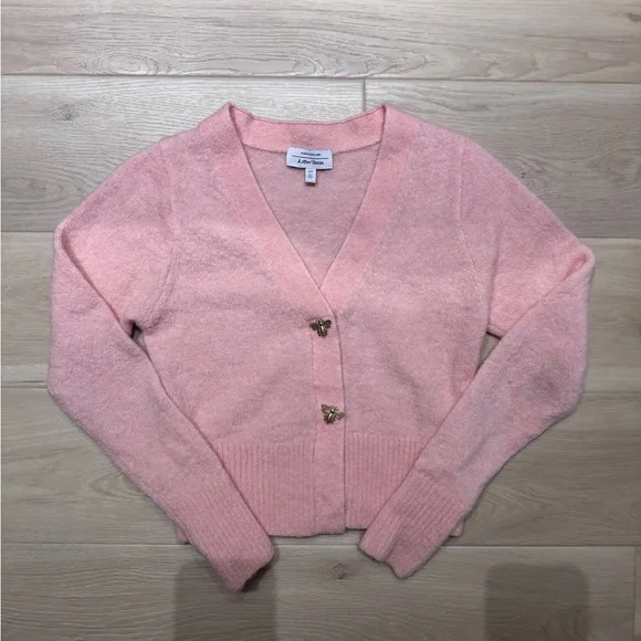 Paris Atelier & Other Stories Soft Pink Wool & Alpaca Blend Bee Cardigan - Picture 5 of 12